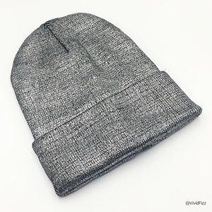 Silver Metallic Beanie Stocking Cap / Winter Hat